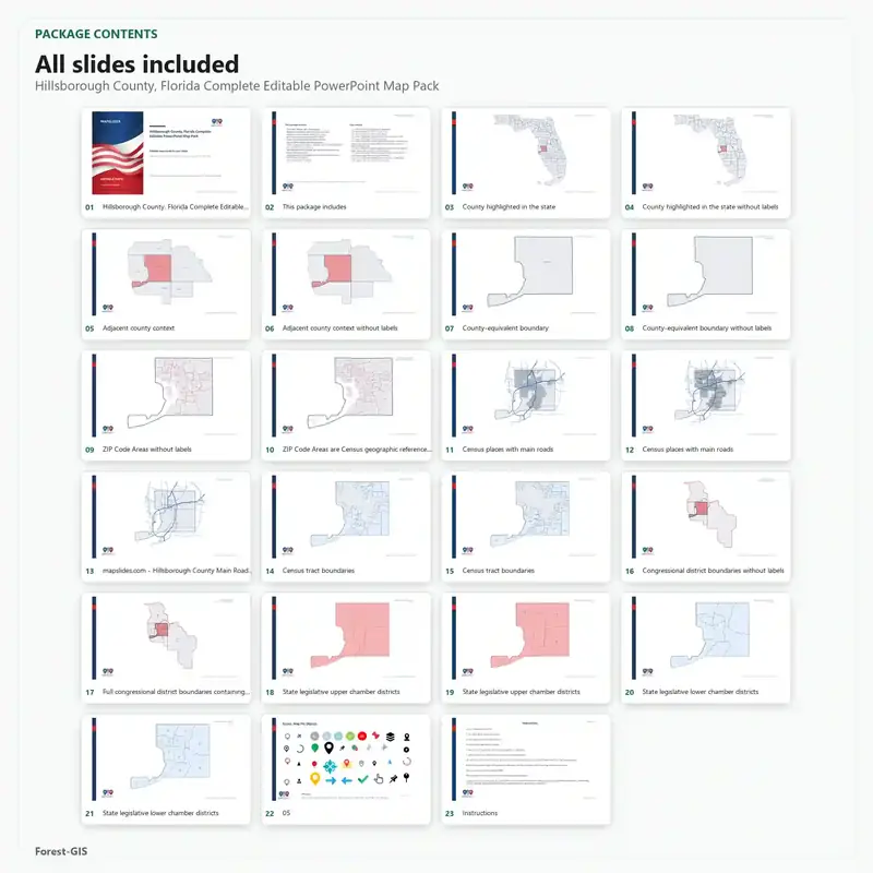 Hillsborough County, Florida Editable Map Pack - Image 2