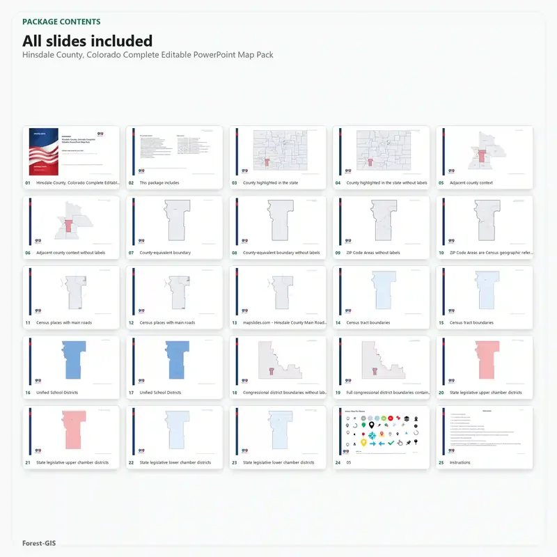 Hinsdale County, Colorado Editable Map Pack - Image 2