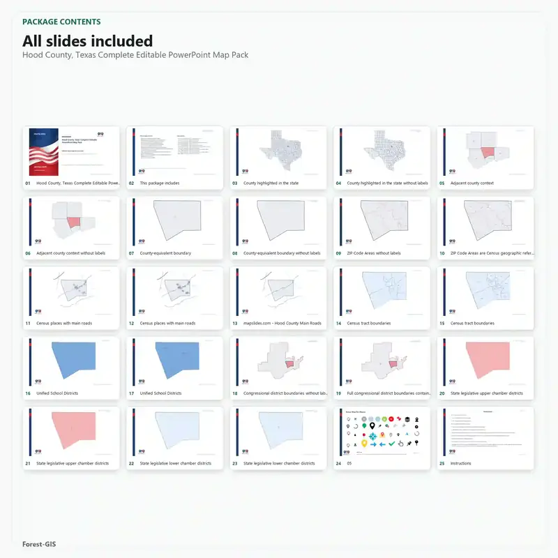 Hood County, Texas Editable Map Pack - Image 2
