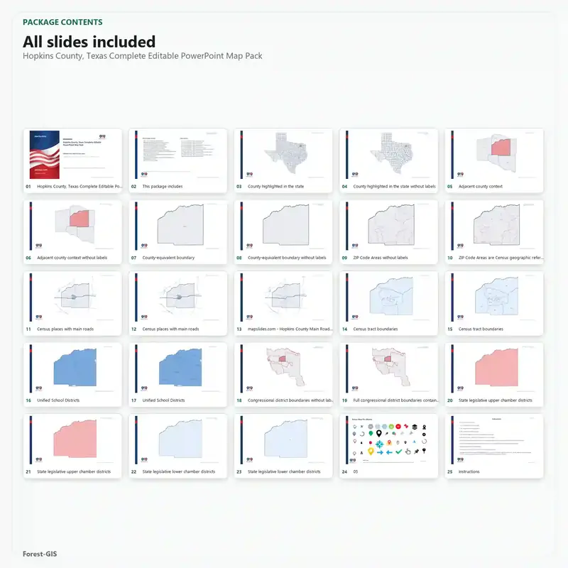 Hopkins County, Texas Editable Map Pack - Image 2