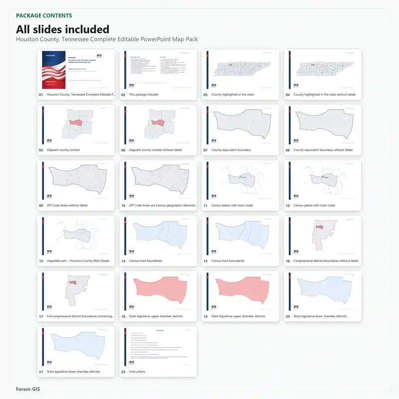 Houston County, Tennessee Editable Map Pack - Image 2