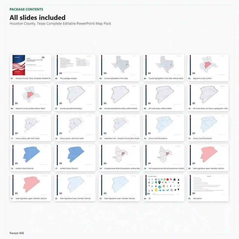 Houston County, Texas Editable Map Pack - Image 2