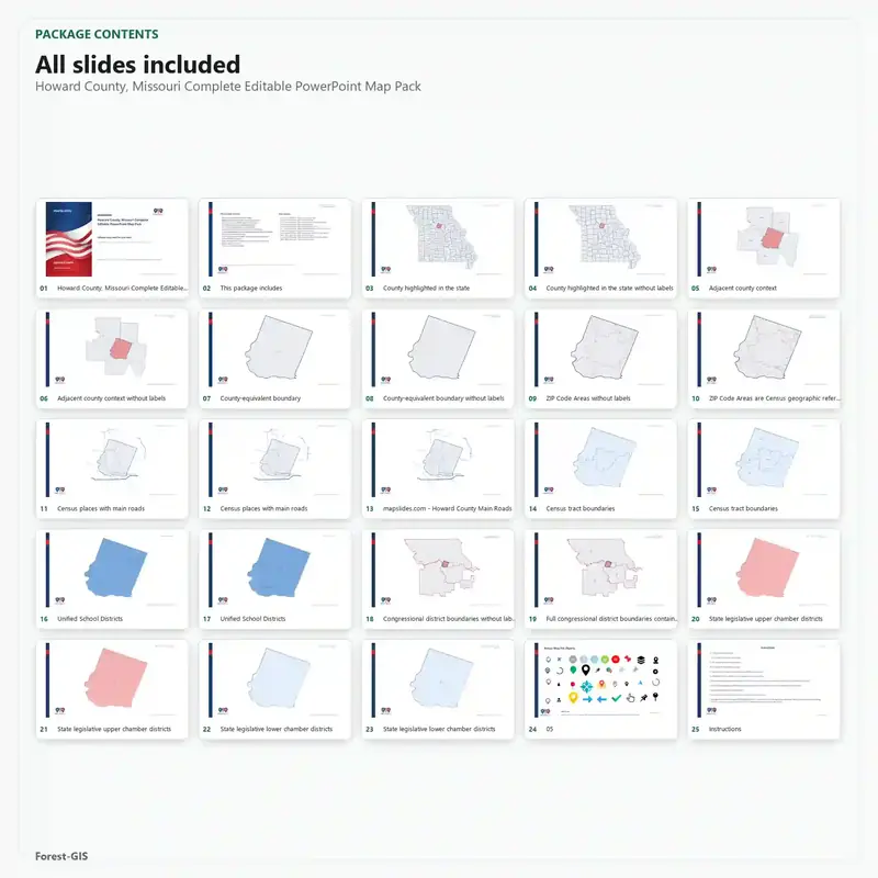 Howard County, Missouri Editable Map Pack - Image 2
