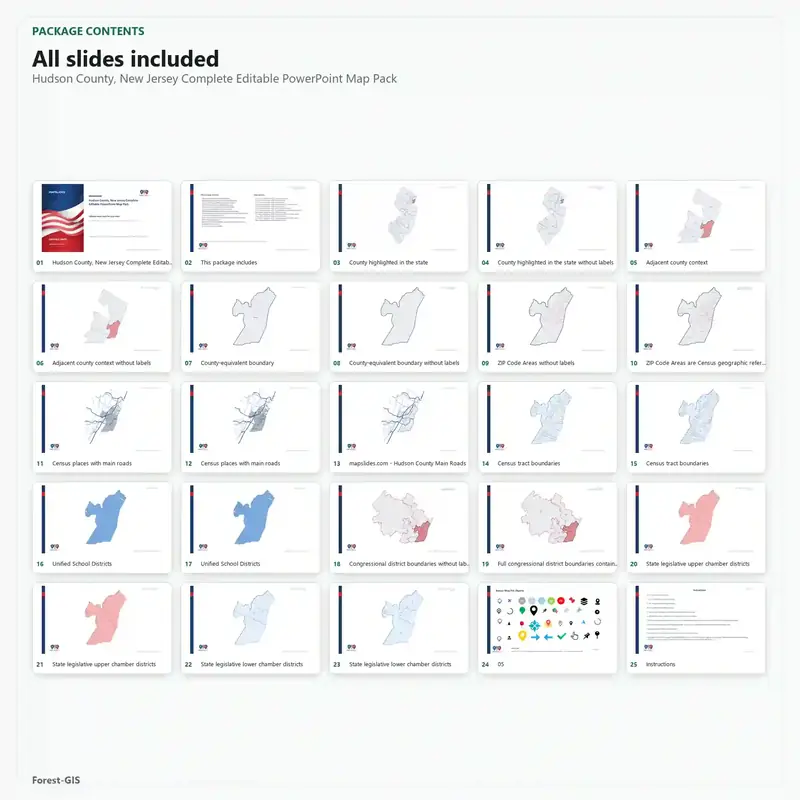 Hudson County, New Jersey Editable Map Pack - Image 2