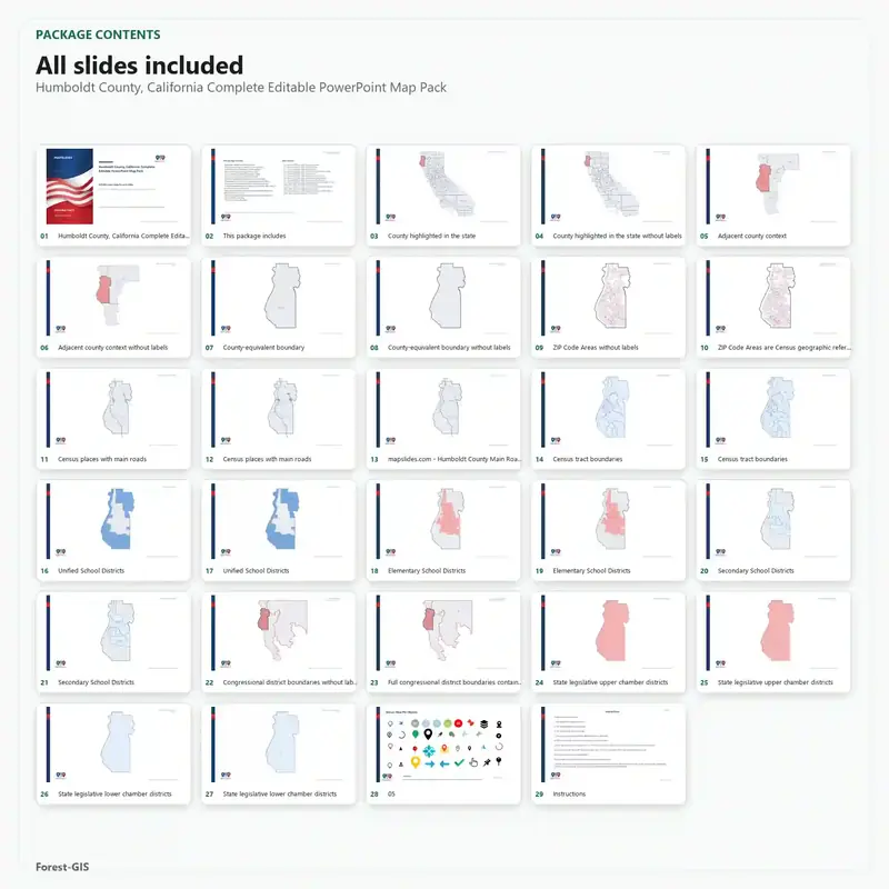 Humboldt County, California Editable Map Pack - Image 2