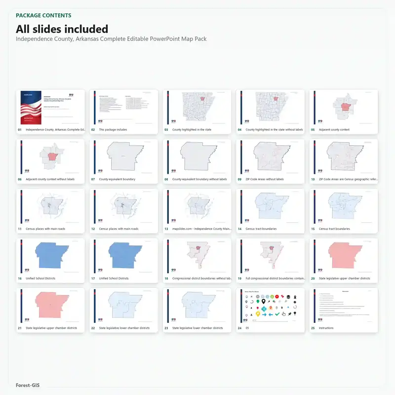 Independence County, Arkansas Editable Map Pack - Image 2