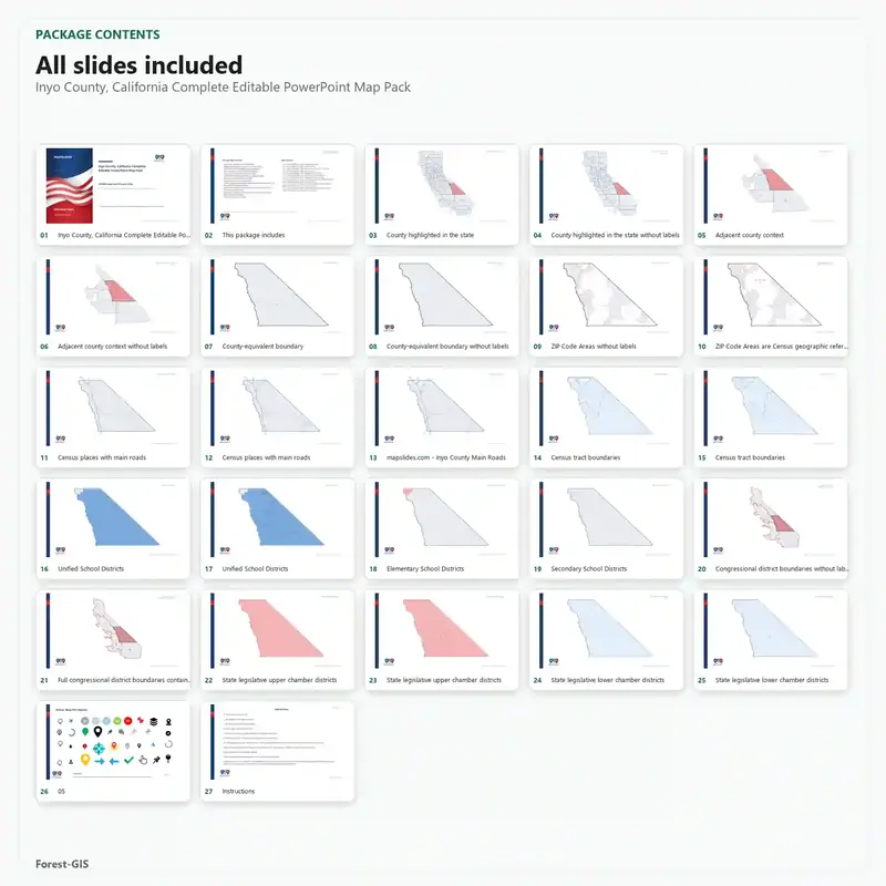 Inyo County, California Editable Map Pack - Image 2