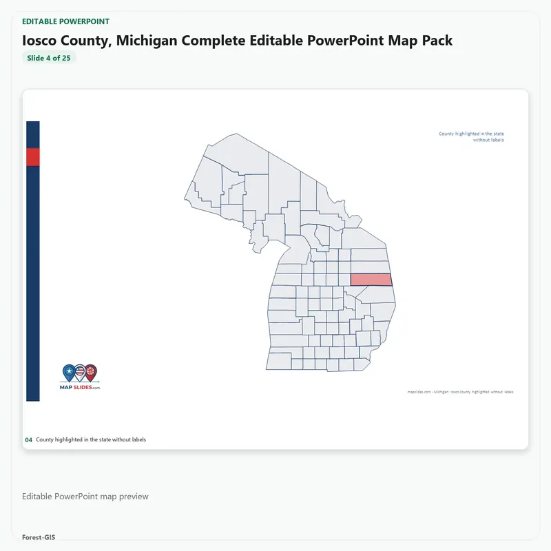 Iosco County, Michigan Editable Map Pack - Image 4