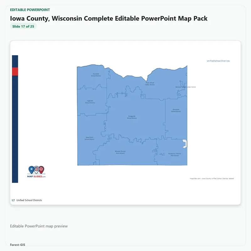 Iowa County, Wisconsin Editable Map Pack - Image 5