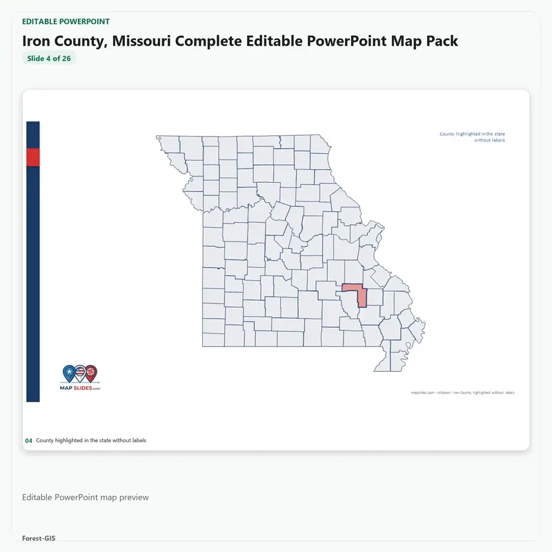 Iron County, Missouri Editable Map Pack - Image 4