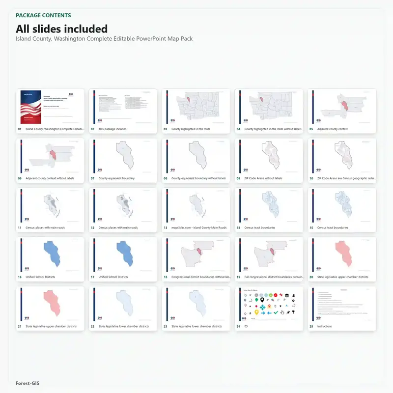 Island County, Washington Editable Map Pack - Image 2