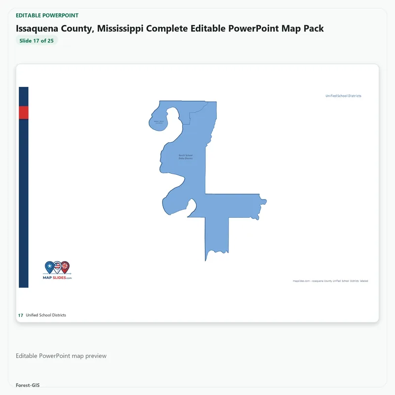 Issaquena County, Mississippi Editable Map Pack - Image 5