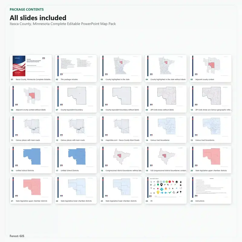 Itasca County, Minnesota Editable Map Pack - Image 2