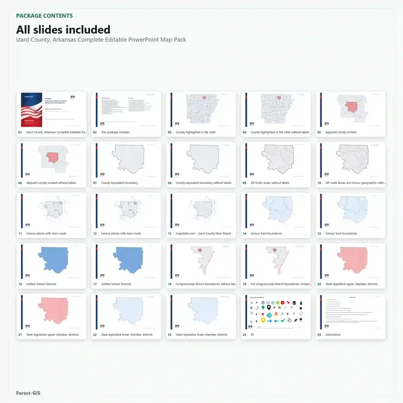 Izard County, Arkansas Editable Map Pack - Image 2