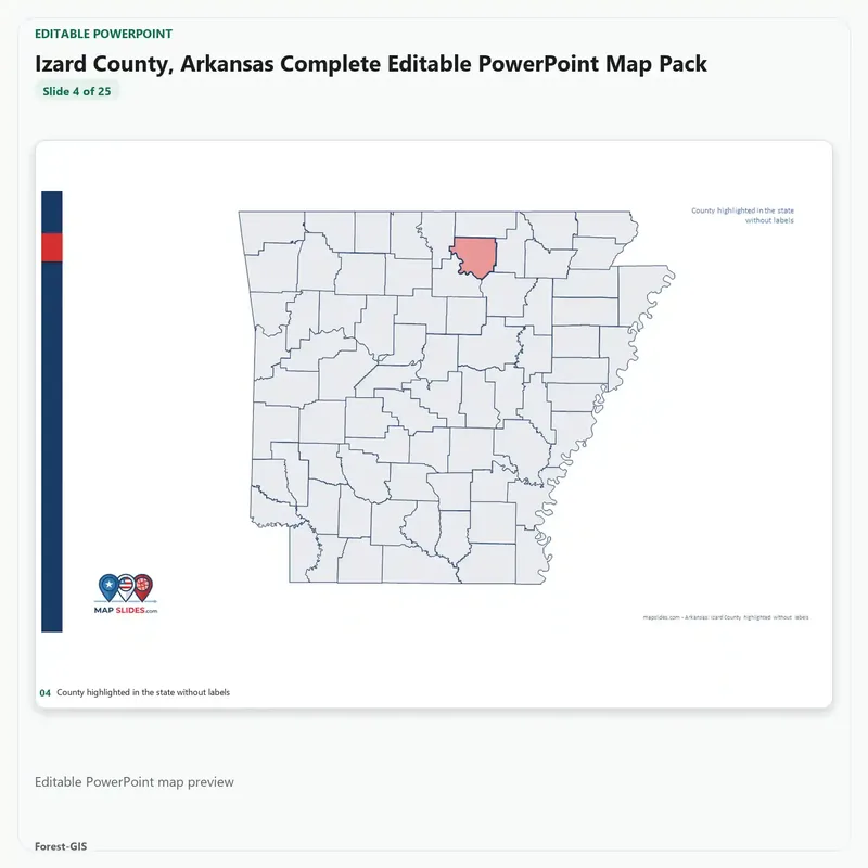 Izard County, Arkansas Editable Map Pack - Image 4