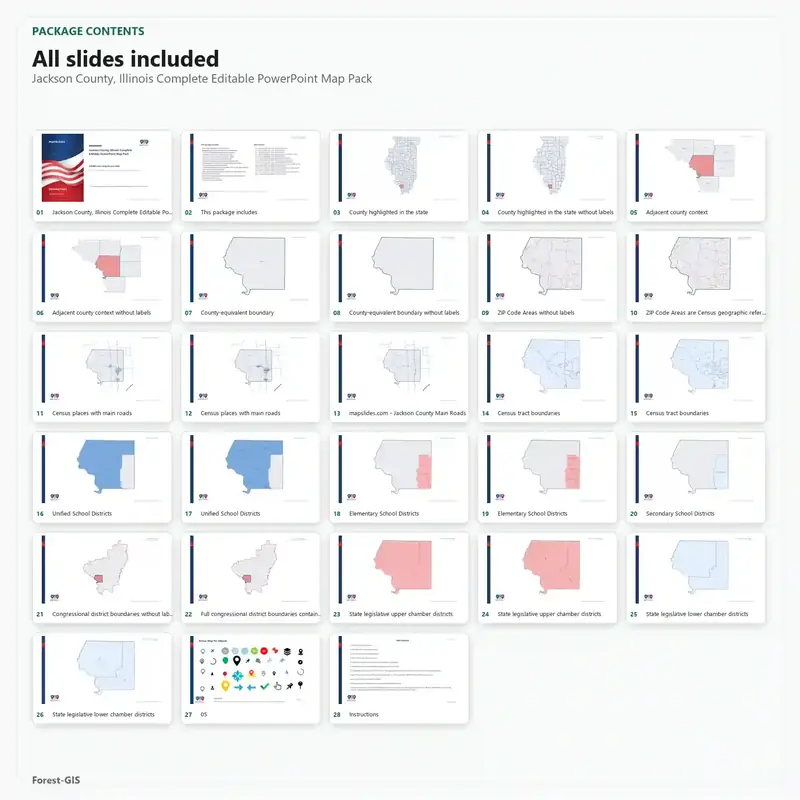 Jackson County, Illinois Editable Map Pack - Image 2