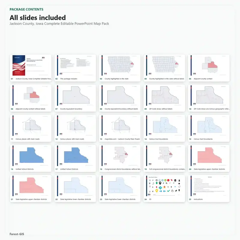 Jackson County, Iowa Editable Map Pack - Image 2