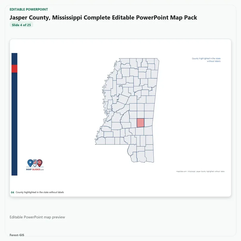 Jasper County, Mississippi Editable Map Pack - Image 4