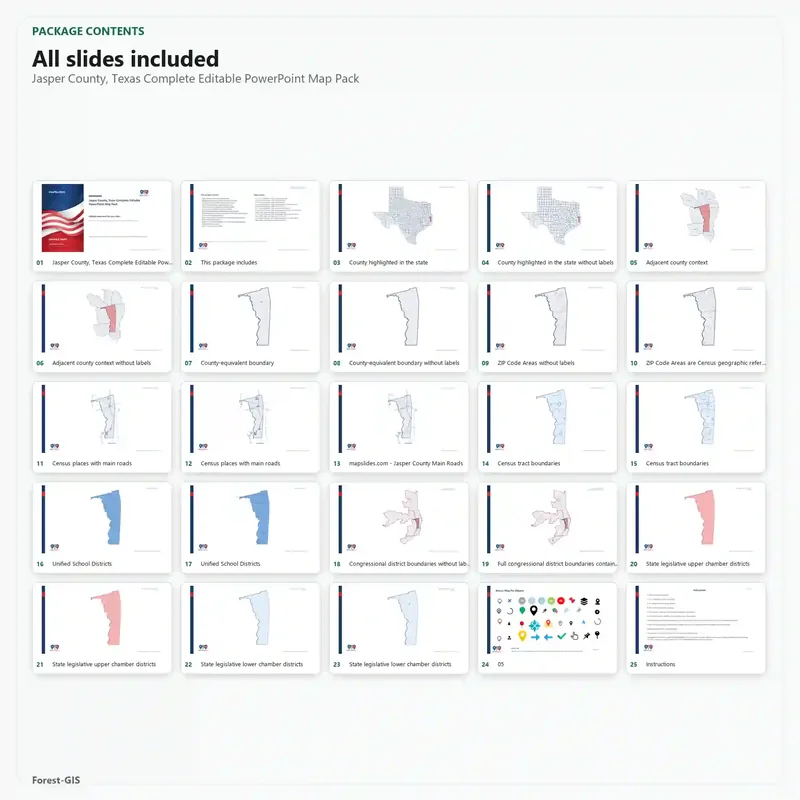 Jasper County, Texas Editable Map Pack - Image 2