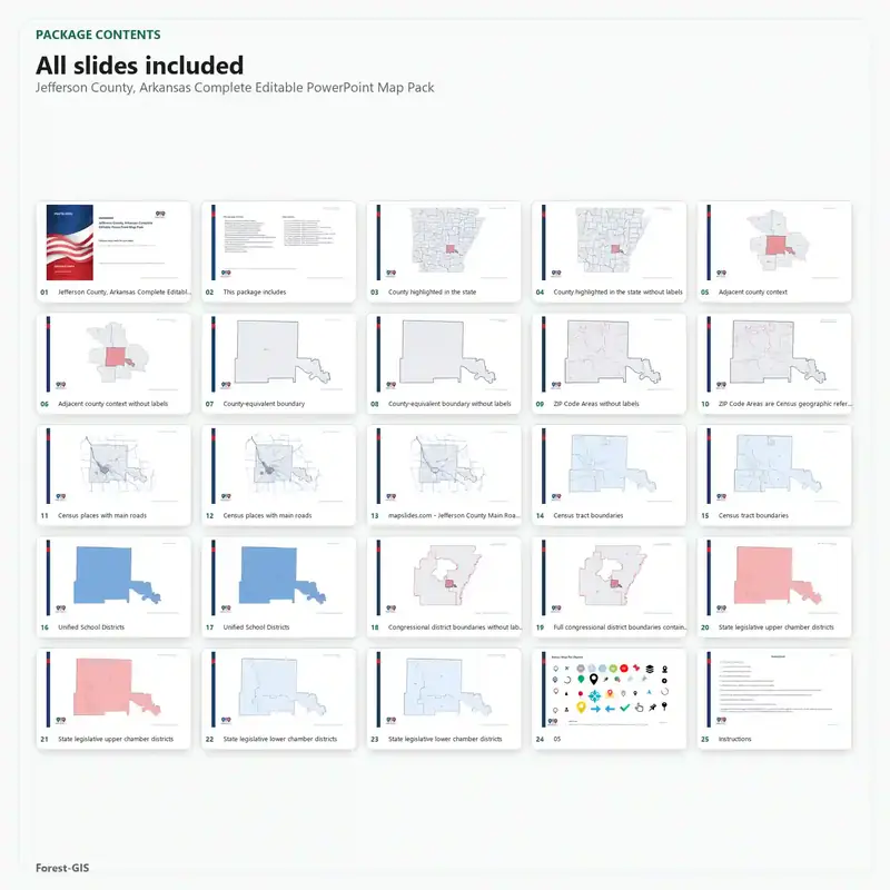 Jefferson County, Arkansas Editable Map Pack - Image 2