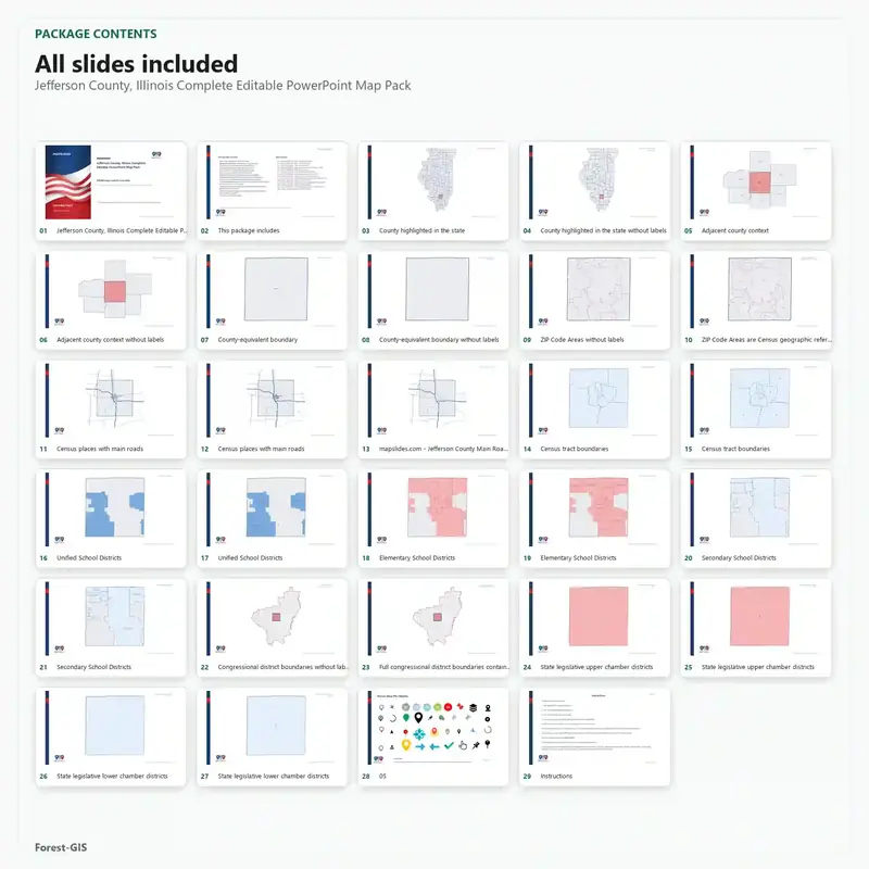 Jefferson County, Illinois Editable Map Pack - Image 2
