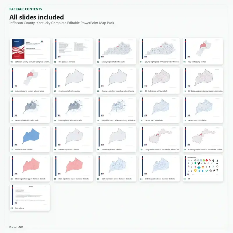 Jefferson County, Kentucky Editable Map Pack - Image 2