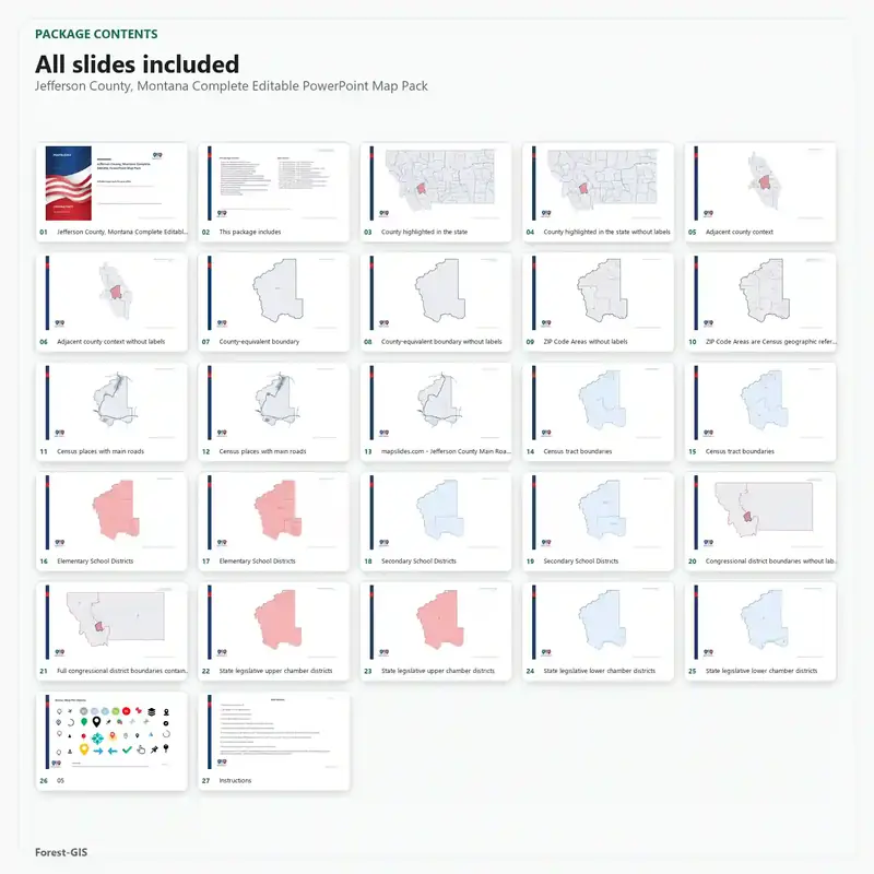 Jefferson County, Montana Editable Map Pack - Image 2