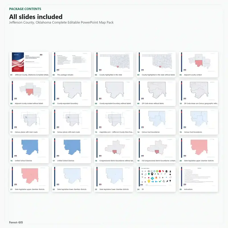 Jefferson County, Oklahoma Editable Map Pack - Image 2