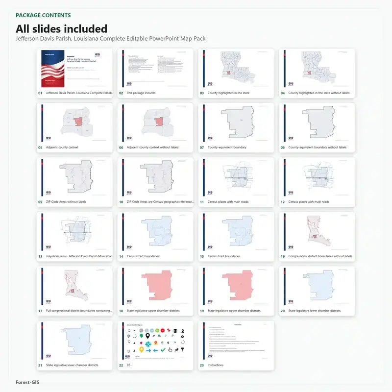 Jefferson Davis Parish, Louisiana Editable Map Pack - Image 2
