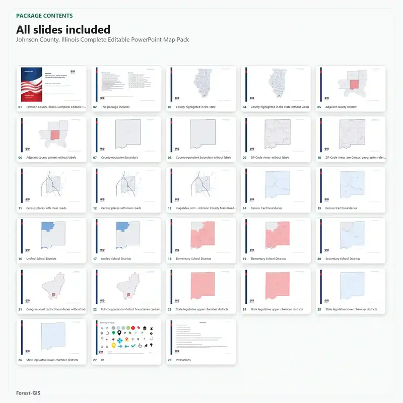Johnson County, Illinois Editable Map Pack - Image 2