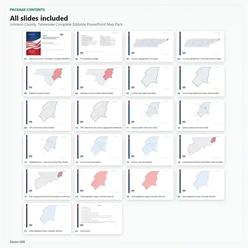 Johnson County, Tennessee Editable Map Pack - Image 2