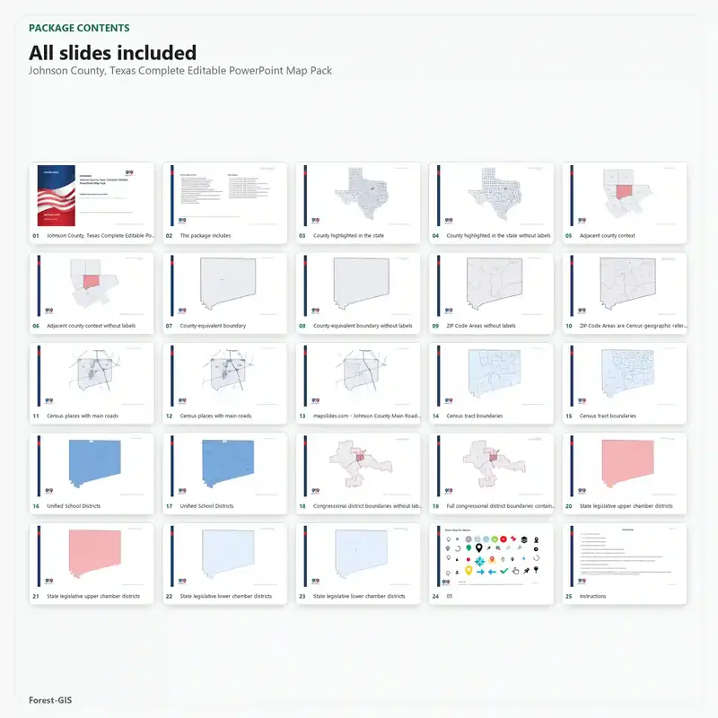 Johnson County, Texas Editable Map Pack - Image 2