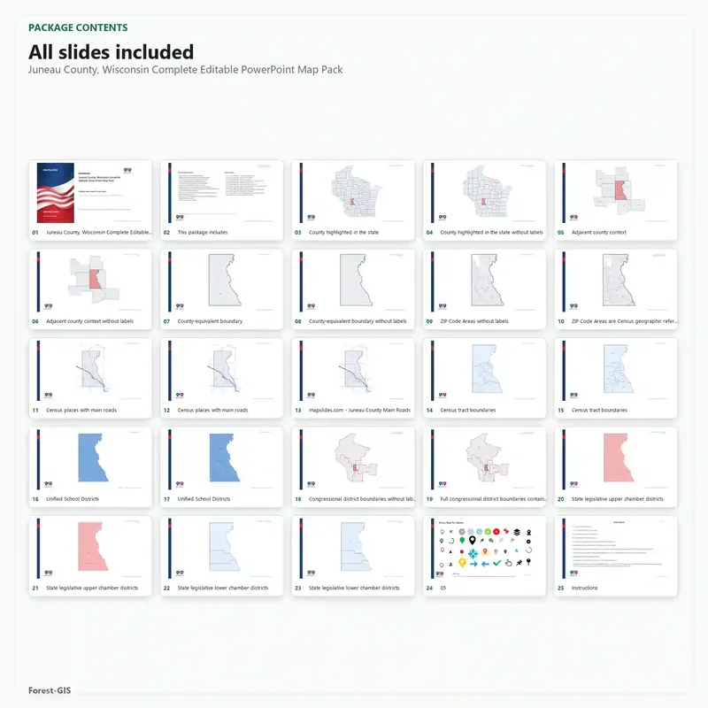 Juneau County, Wisconsin Editable Map Pack - Image 2