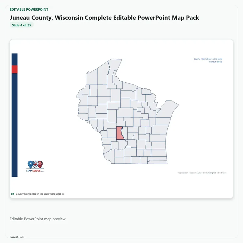 Juneau County, Wisconsin Editable Map Pack - Image 4