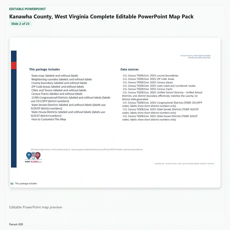 Kanawha County, West Virginia Editable Map Pack - Image 3