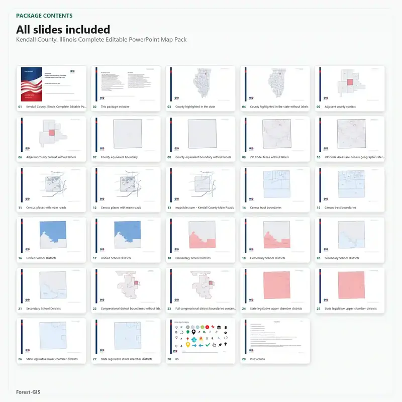 Kendall County, Illinois Editable Map Pack - Image 2