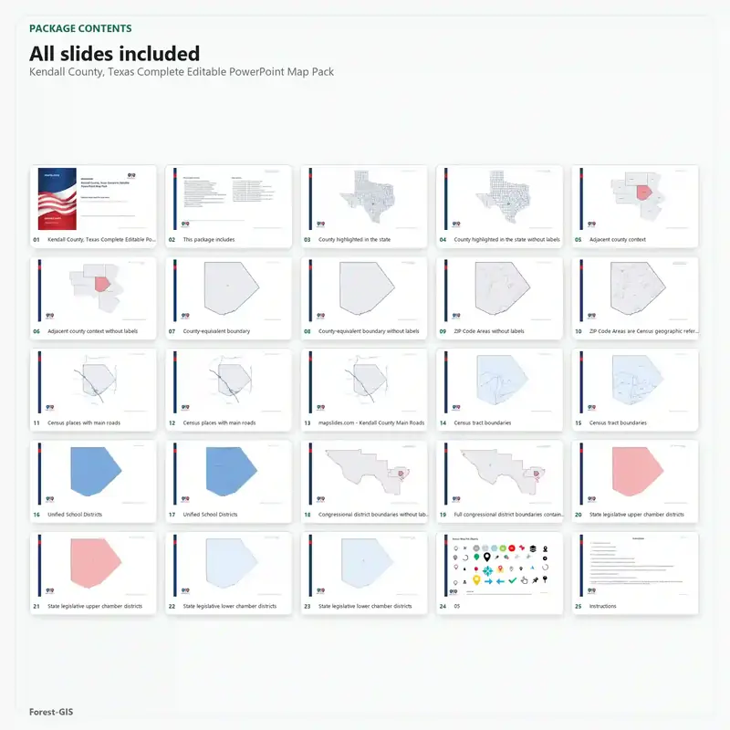 Kendall County, Texas Editable Map Pack - Image 2
