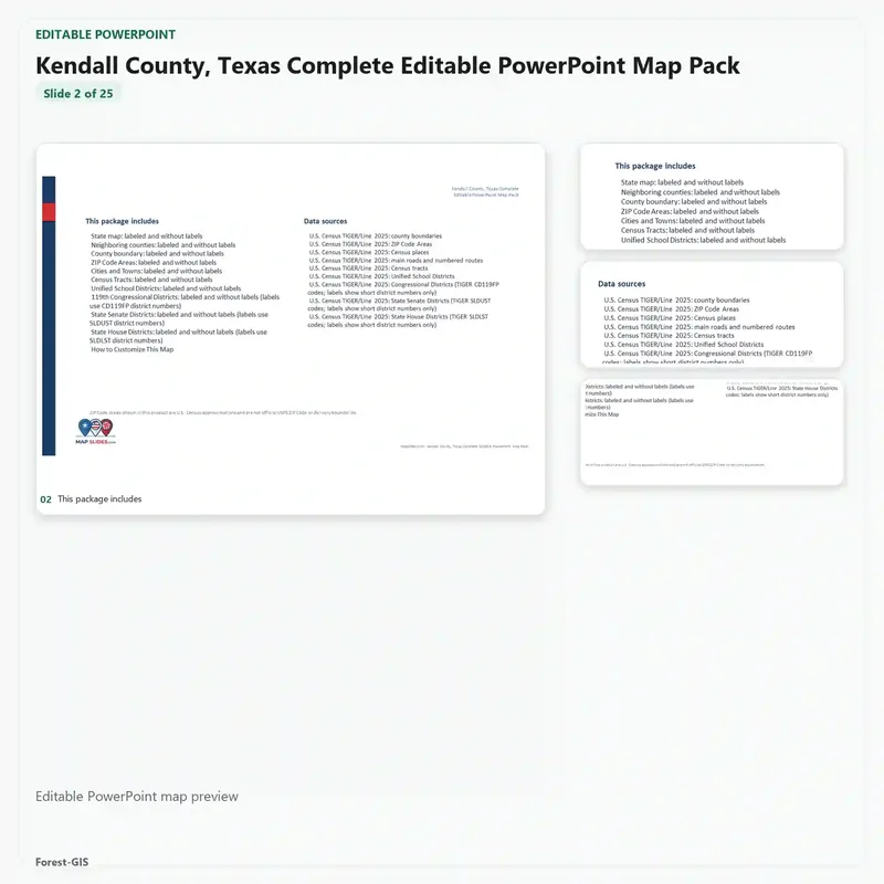 Kendall County, Texas Editable Map Pack - Image 3