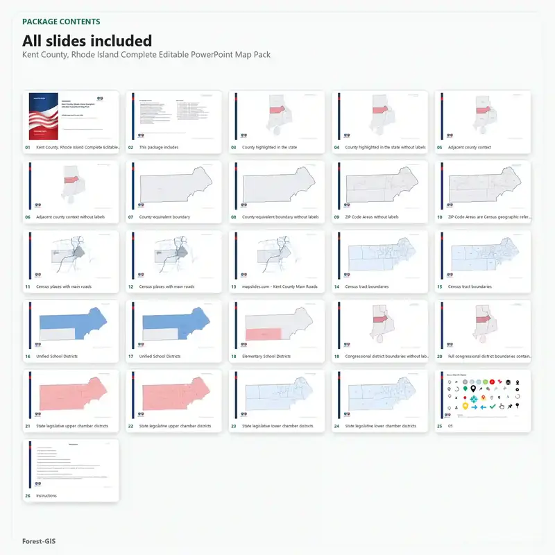 Kent County, Rhode Island Editable Map Pack - Image 2
