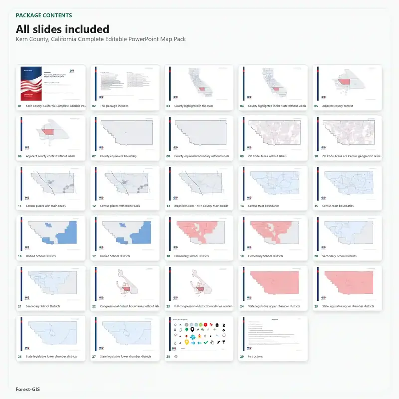 Kern County, California Editable Map Pack - Image 2
