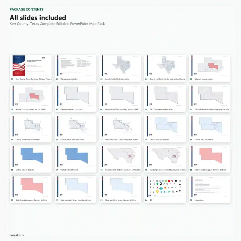 Kerr County, Texas Editable Map Pack - Image 2