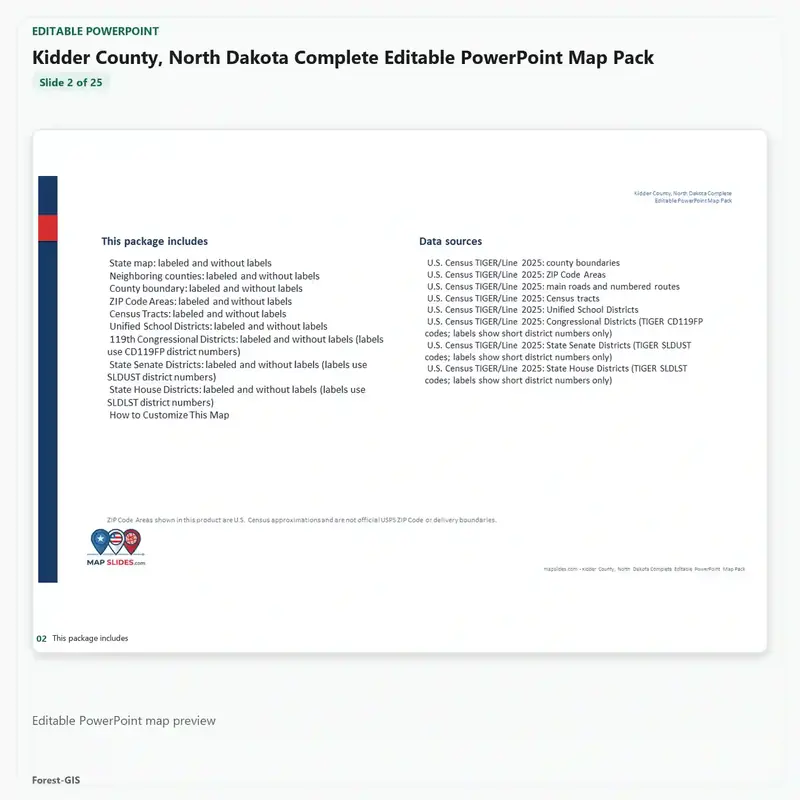 Kidder County, North Dakota Editable Map Pack - Image 3