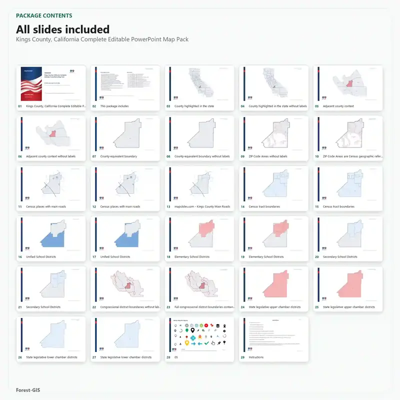 Kings County, California Editable Map Pack - Image 2