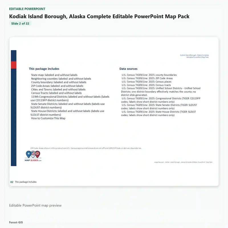 Kodiak Island Borough, Alaska Editable Map Pack - Image 3