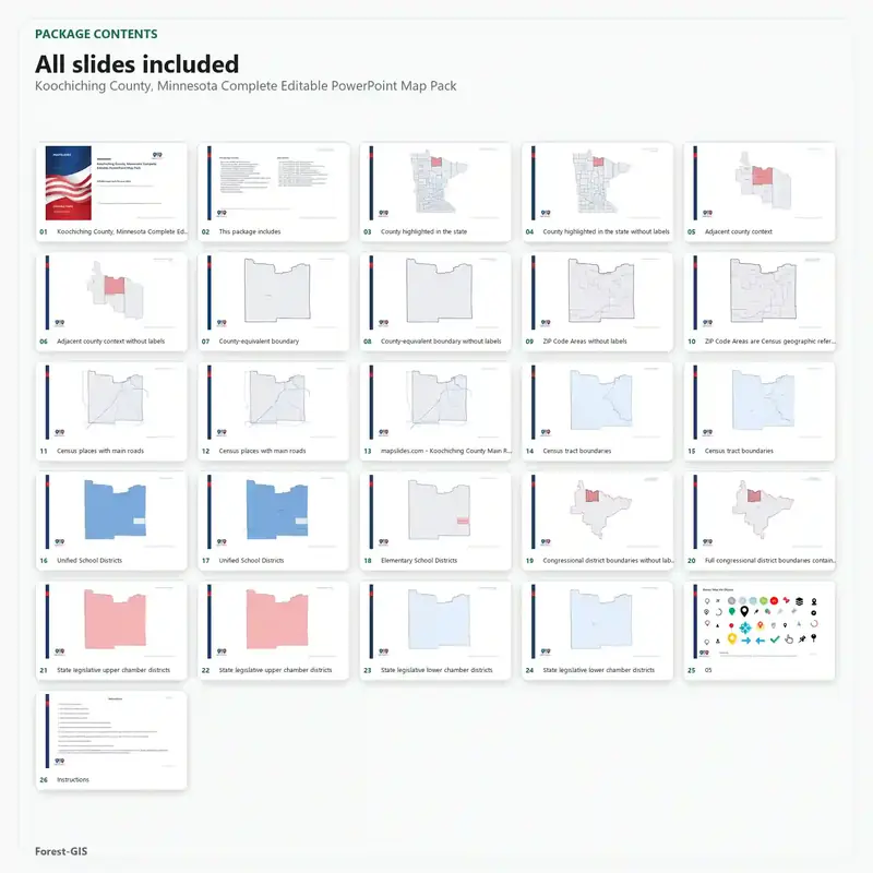Koochiching County, Minnesota Editable Map Pack - Image 2