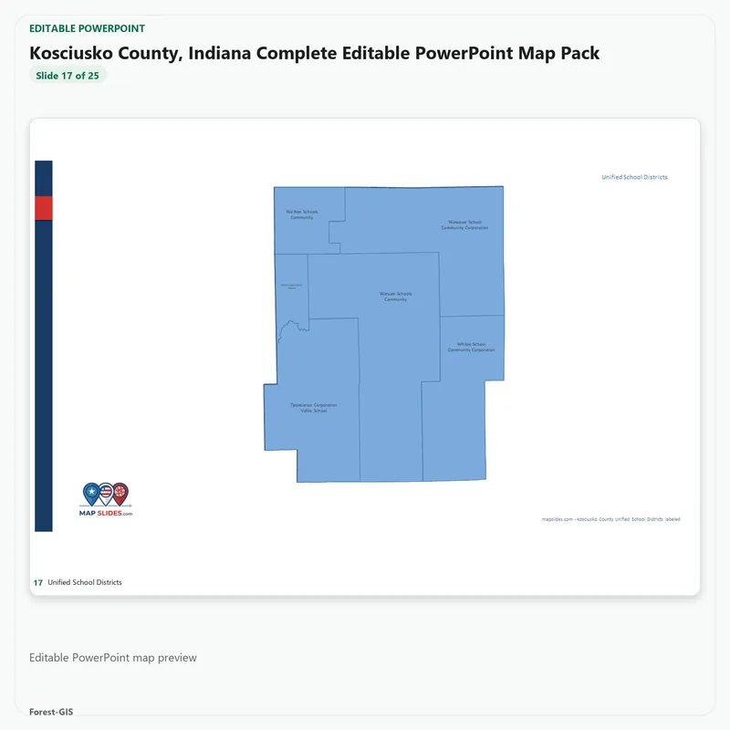 Kosciusko County, Indiana Editable Map Pack - Image 5