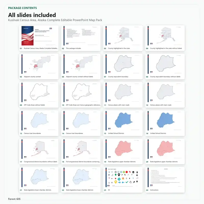 Kusilvak Census Area, Alaska Editable Map Pack - Image 2