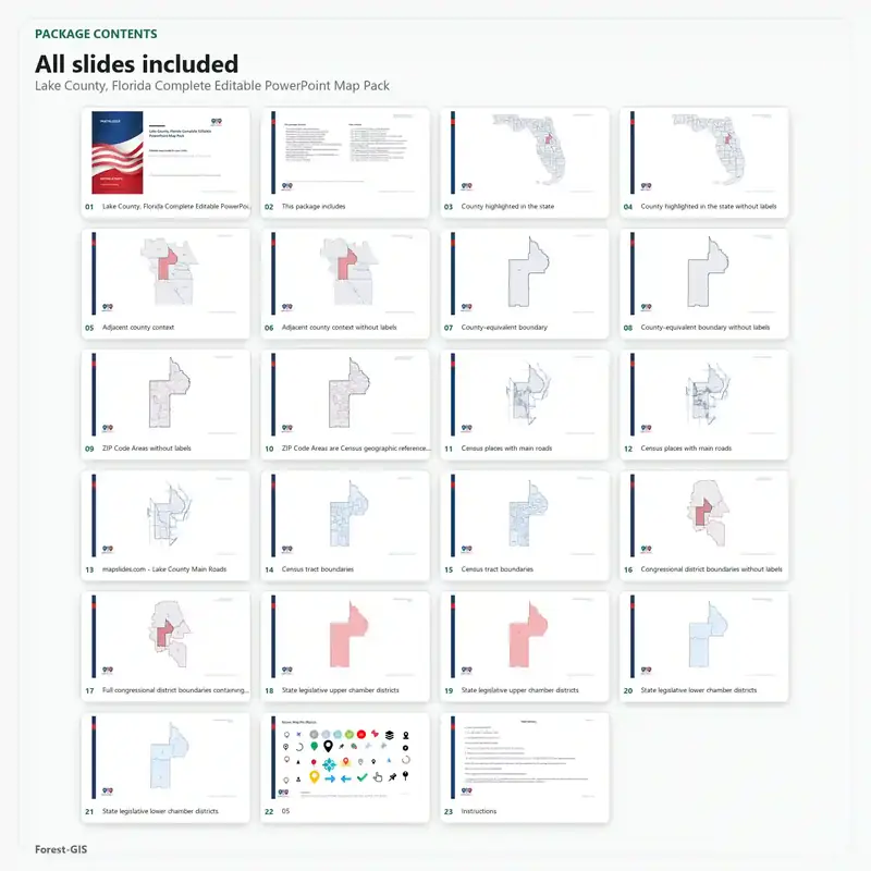 Lake County, Florida Editable Map Pack - Image 2