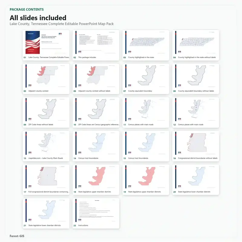 Lake County, Tennessee Editable Map Pack - Image 2