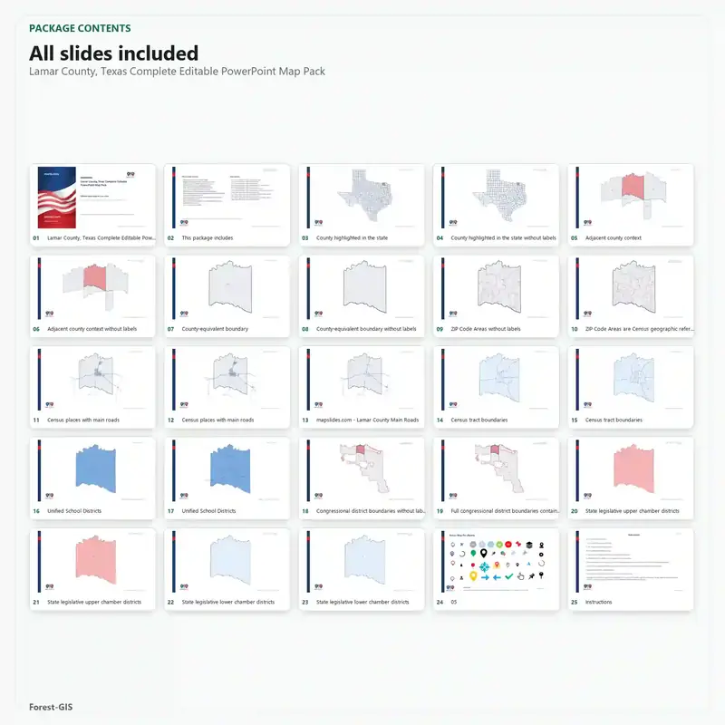Lamar County, Texas Editable Map Pack - Image 2